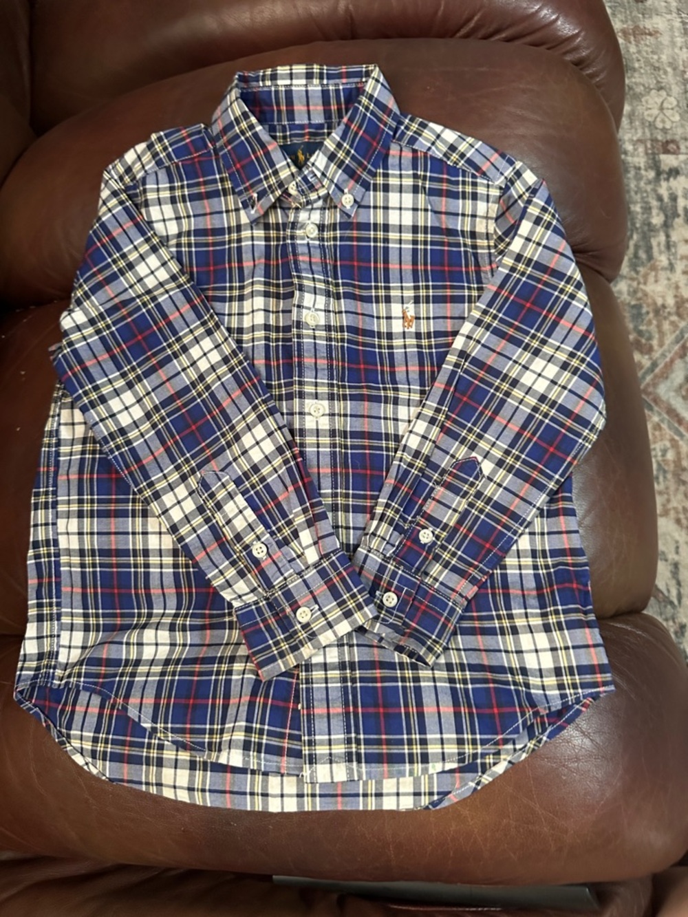 Kids size 5-Classic Blue Plaid Button-Down Shirt